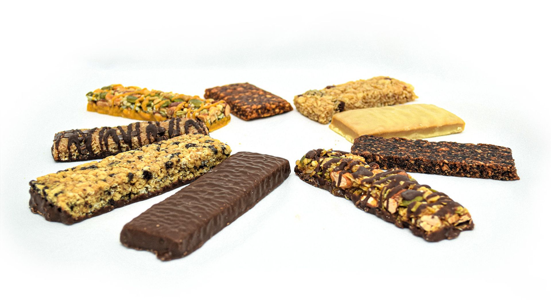 Variety of nutrition bars manufactured here.