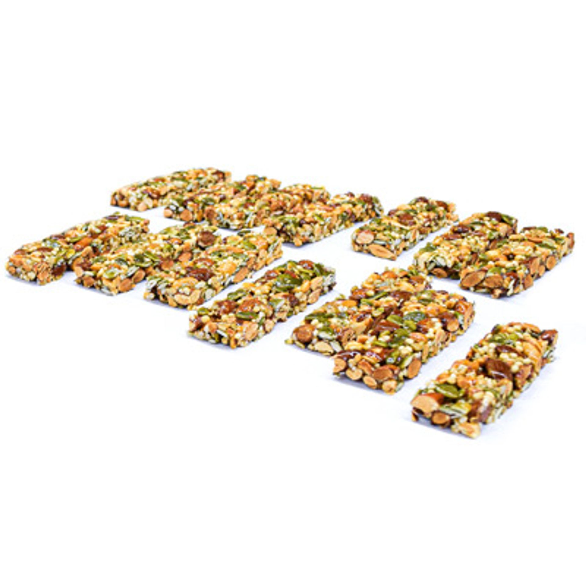 Lineup of granola bars.